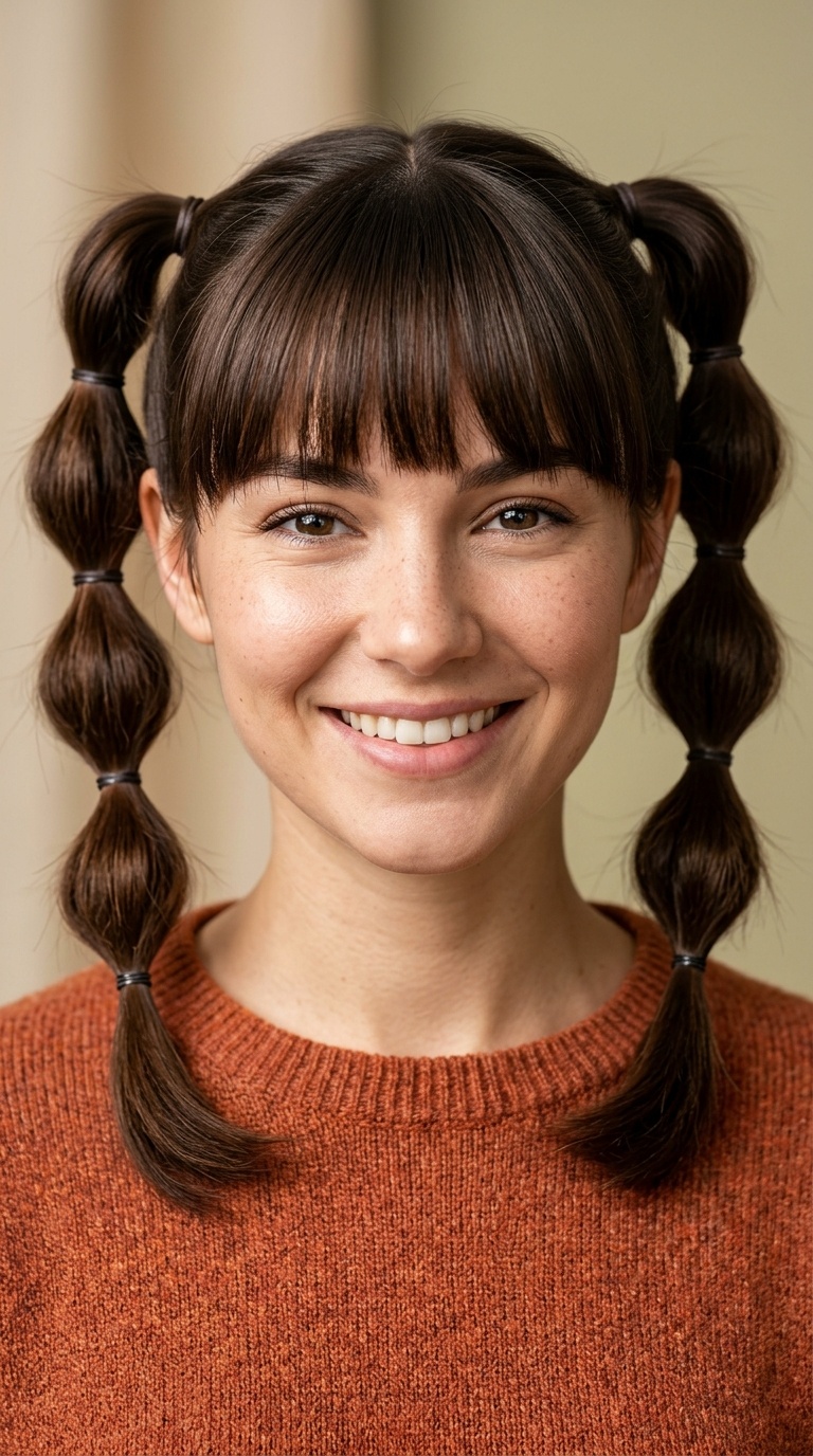 Bubble Pigtails with Bangs