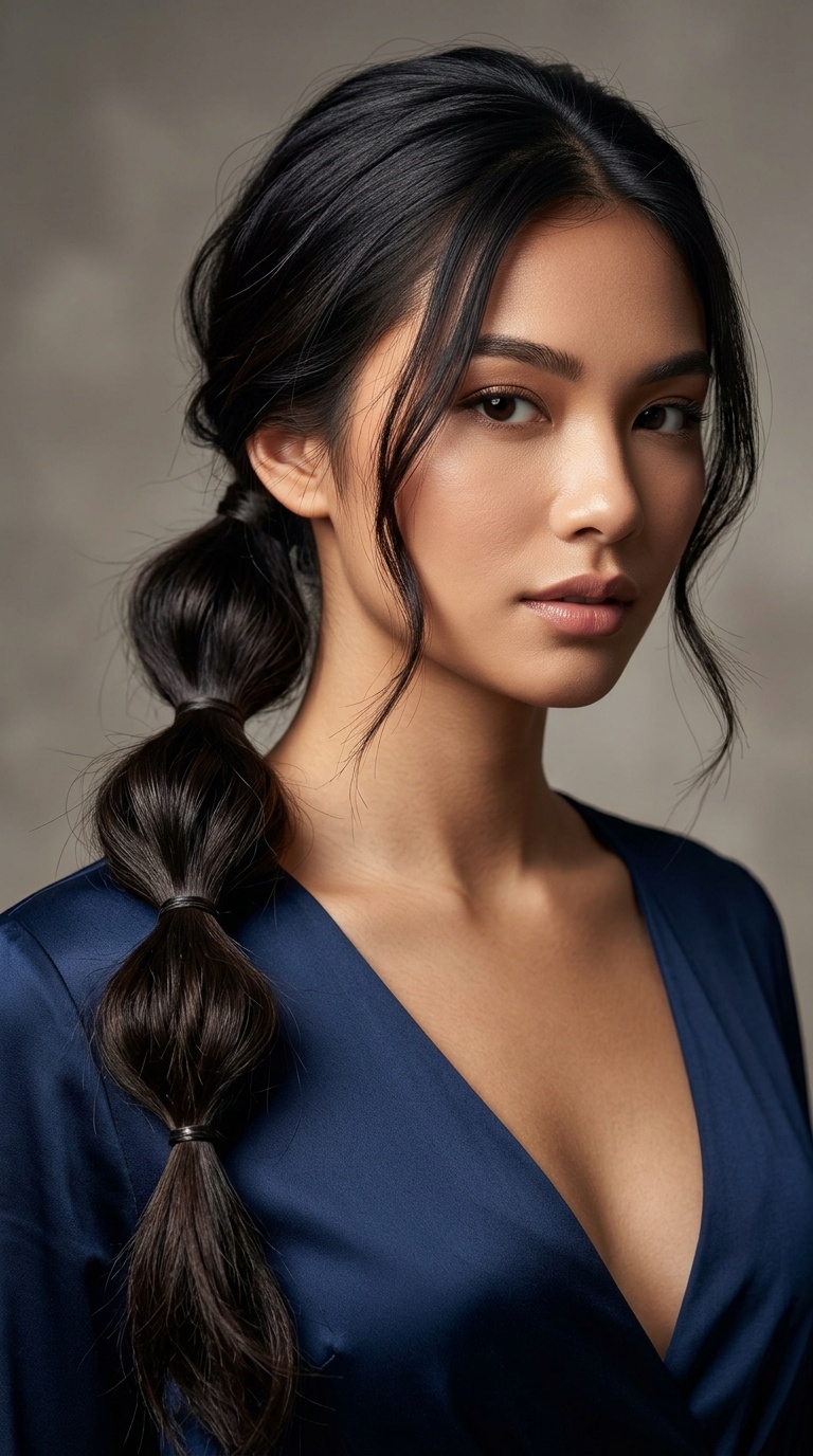 Bubble Ponytail Swept to the Side