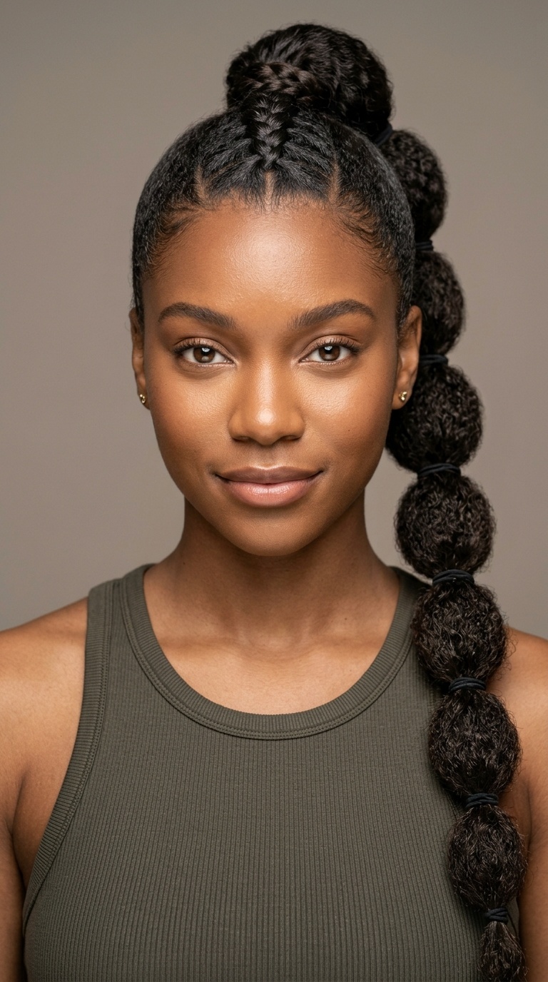 Bubble Ponytail with Braided Base