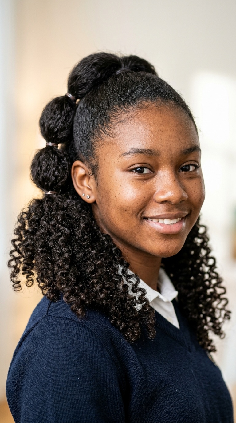 Bubble Ponytail with Curly Ends