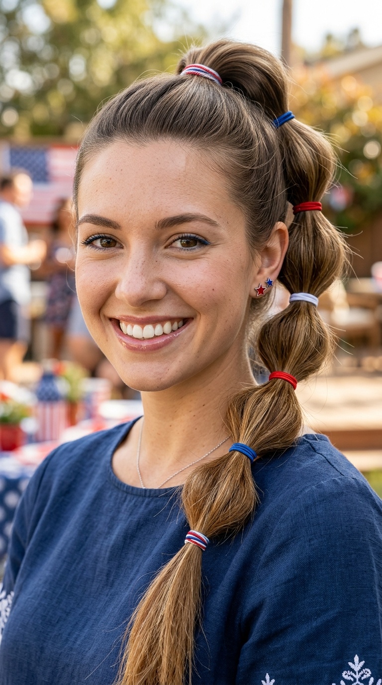 Bubble Ponytail with Festive Elastics