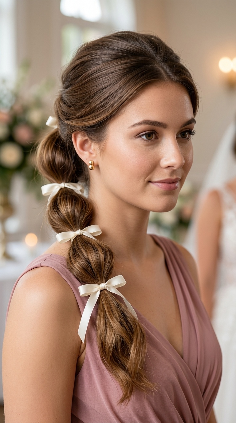 Bubble Ponytail with Ribbons