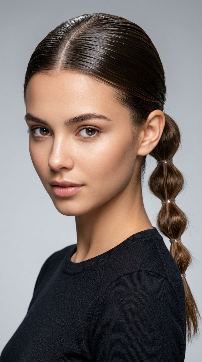 Bubble Ponytail with Sleek Crown