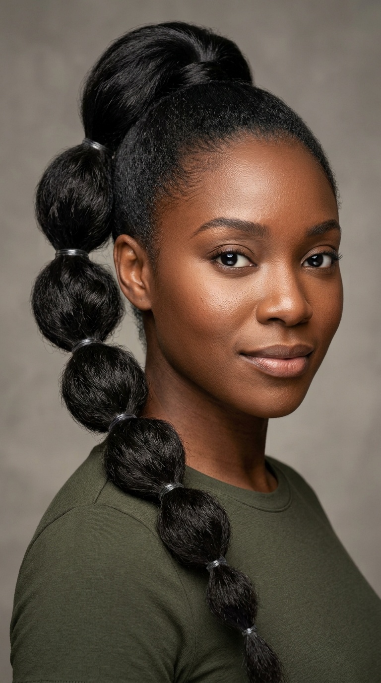 Bubble Ponytail with Stretched Texture