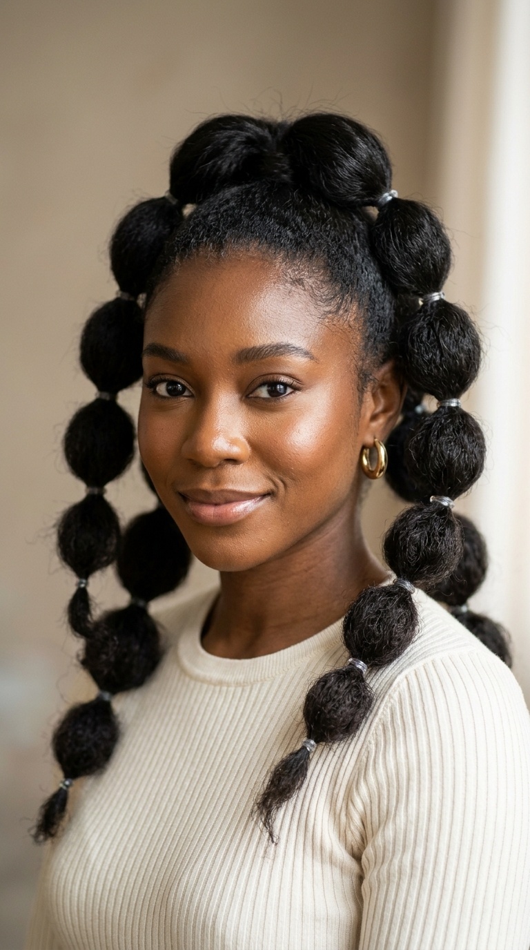 Bubble Ponytails on Blow-Out Hair