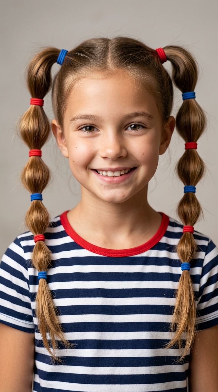 Bubbled Pigtails with Color Segments