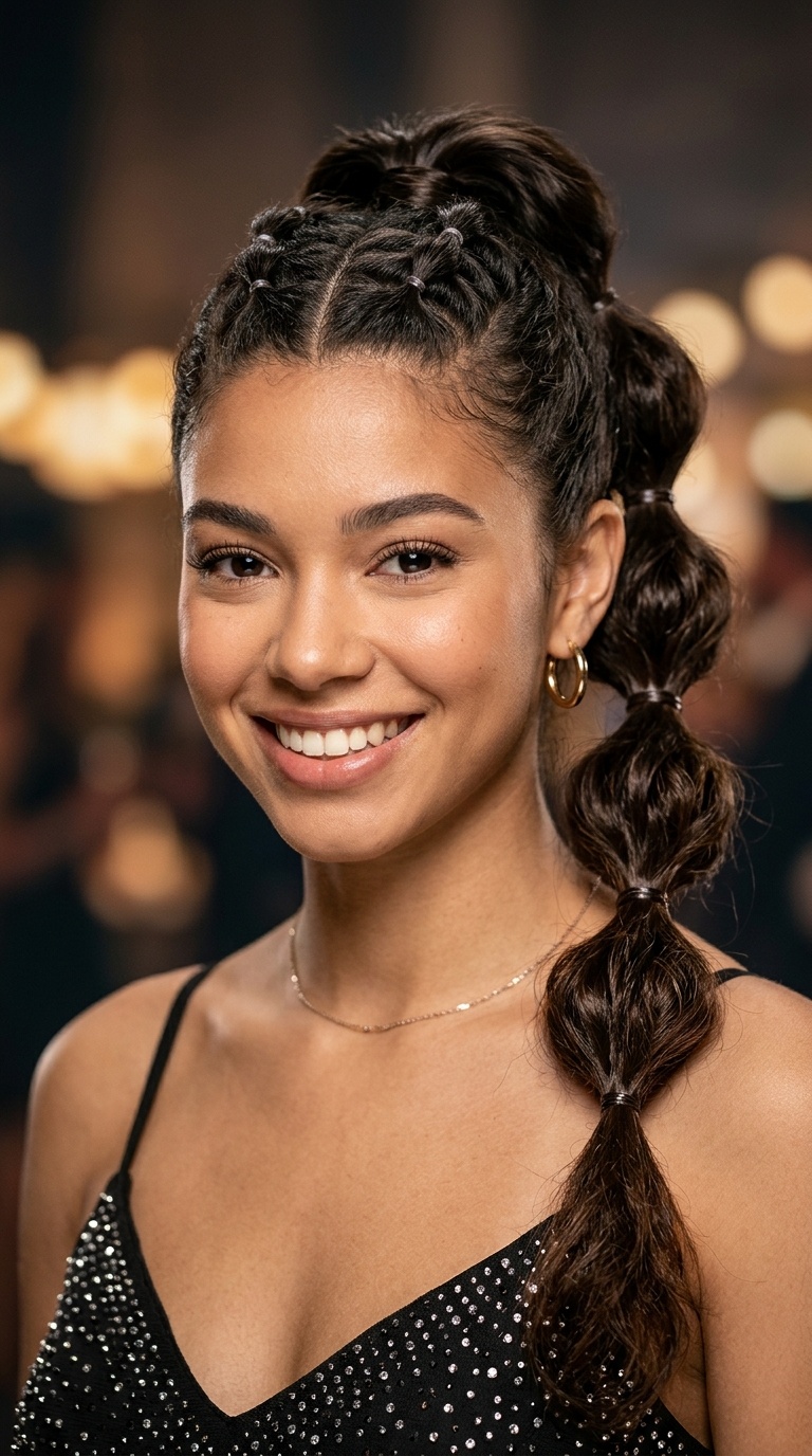 Bubbled Ponytail with Waves