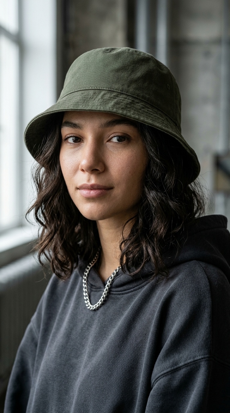 Bucket Hat with Soft Waves