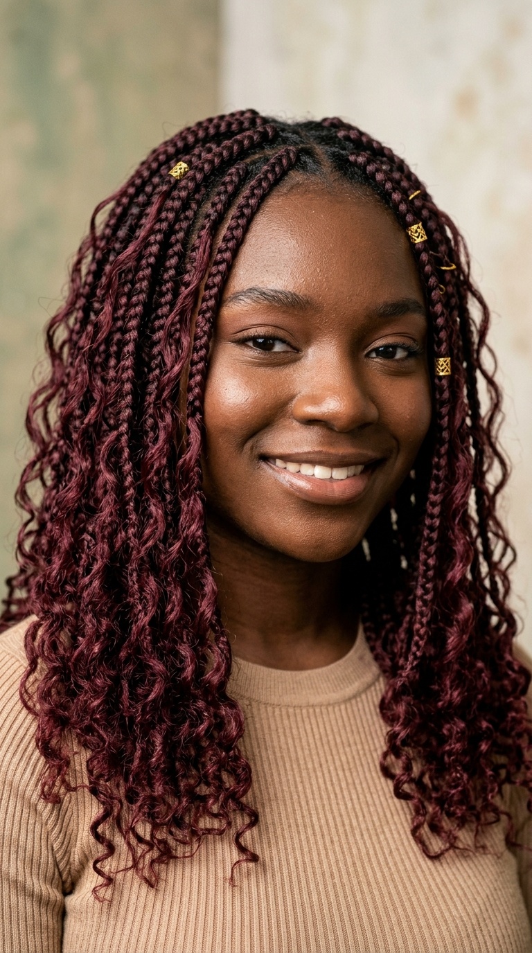 Burgundy Boho Braids