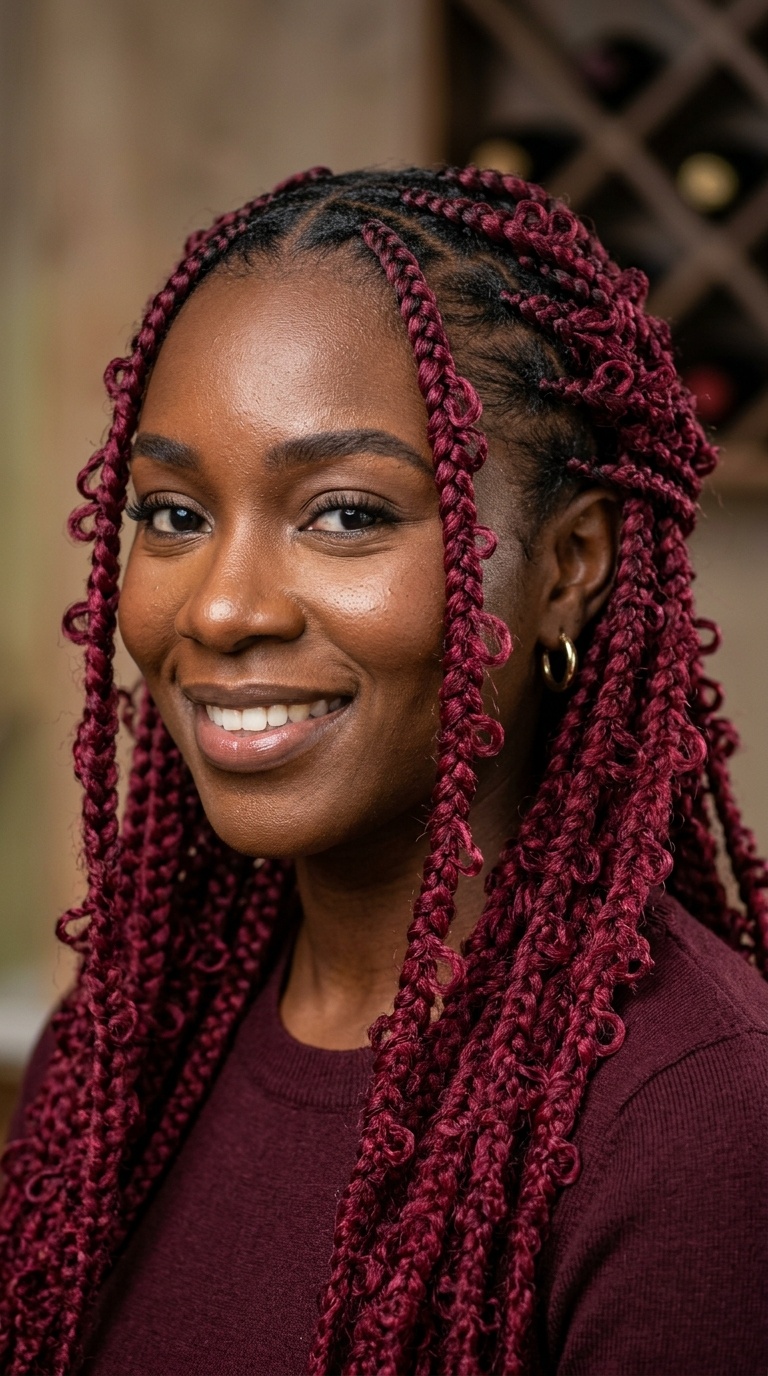 Burgundy Butterfly Braids