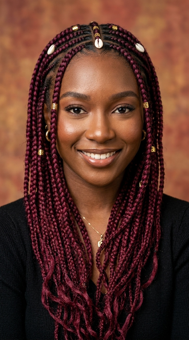 Burgundy Fulani Braids