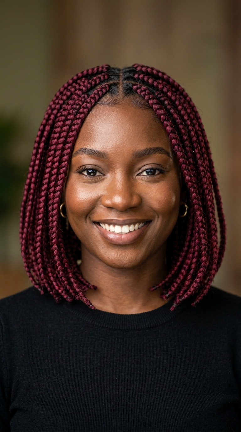 Burgundy Short Box Braids