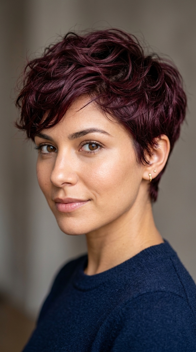 Burgundy Textured Pixie