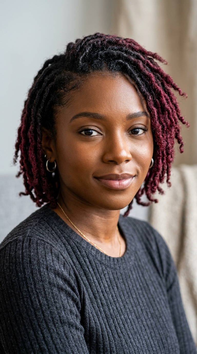 Burgundy-Tipped Locs