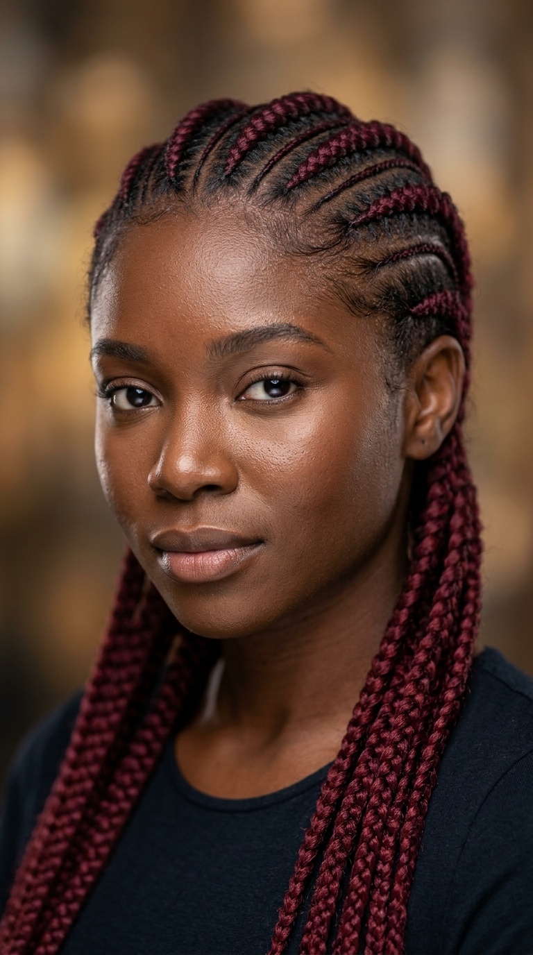 Burgundy Toned Feed-in Braids