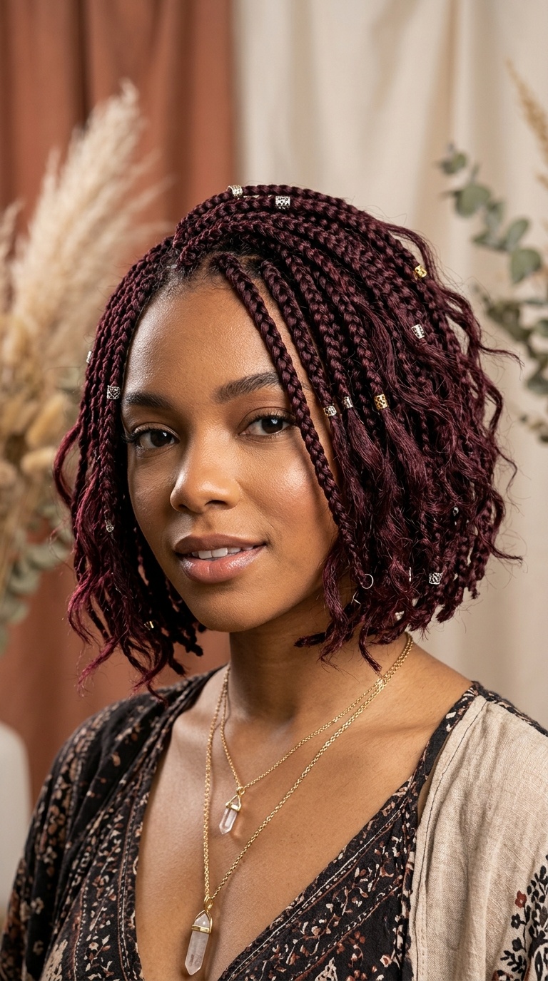 Burgundy Wine Boho Bob