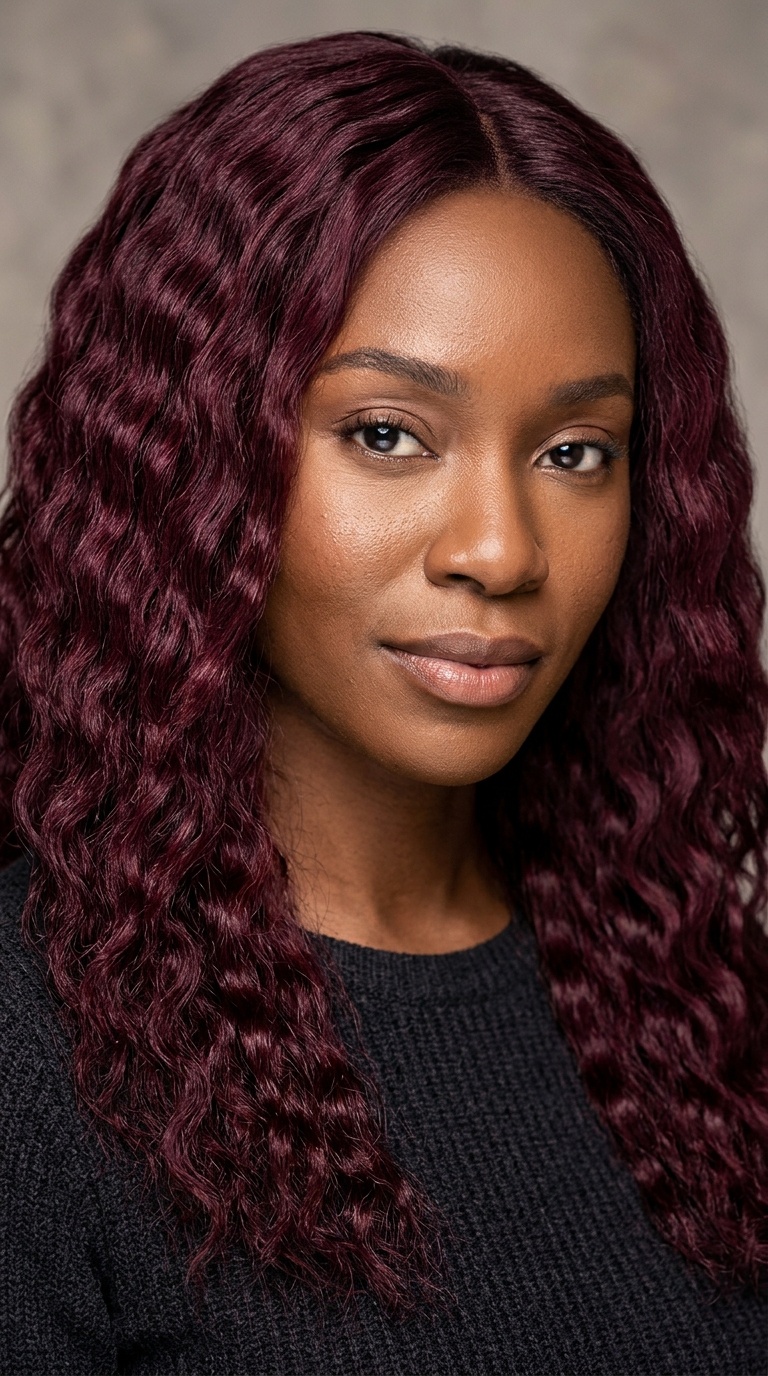 Burgundy Wine Crimp Waves