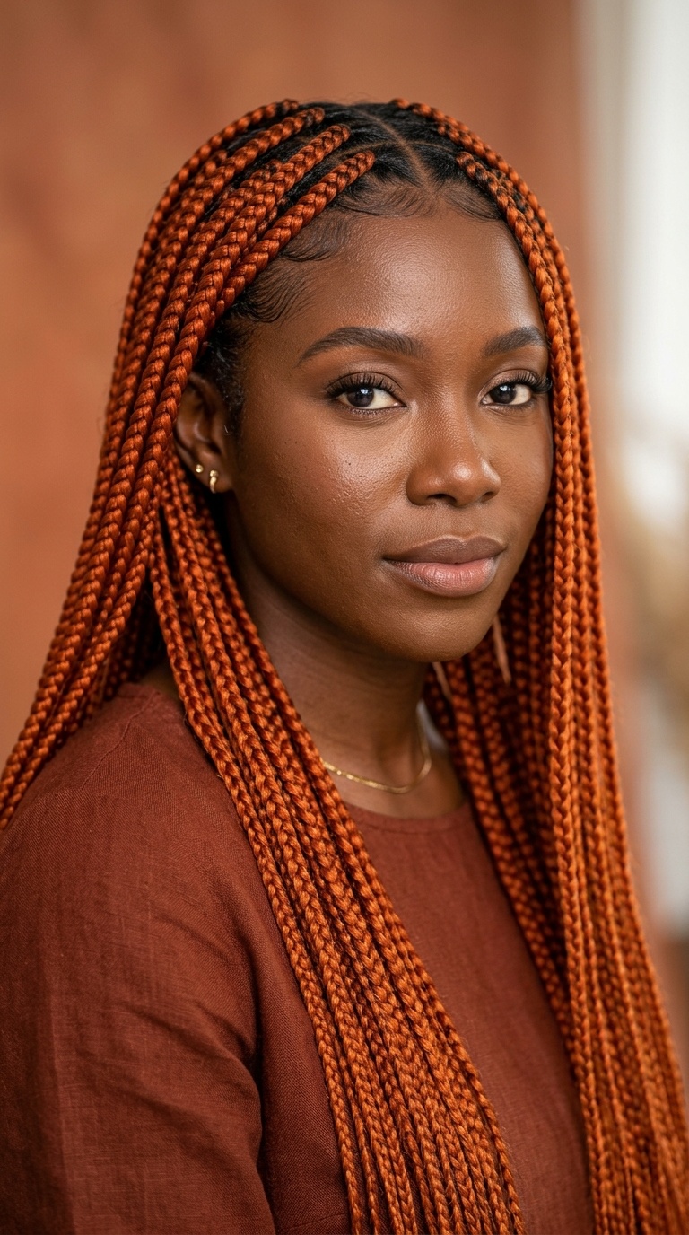Burnt Orange Knotless Braids