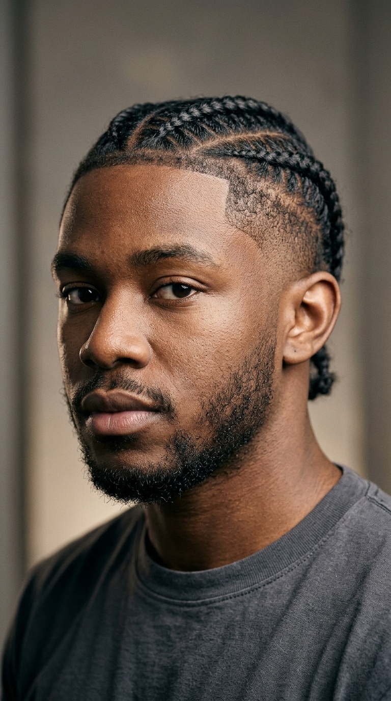 Burst Fade with Criss-Cross Braids