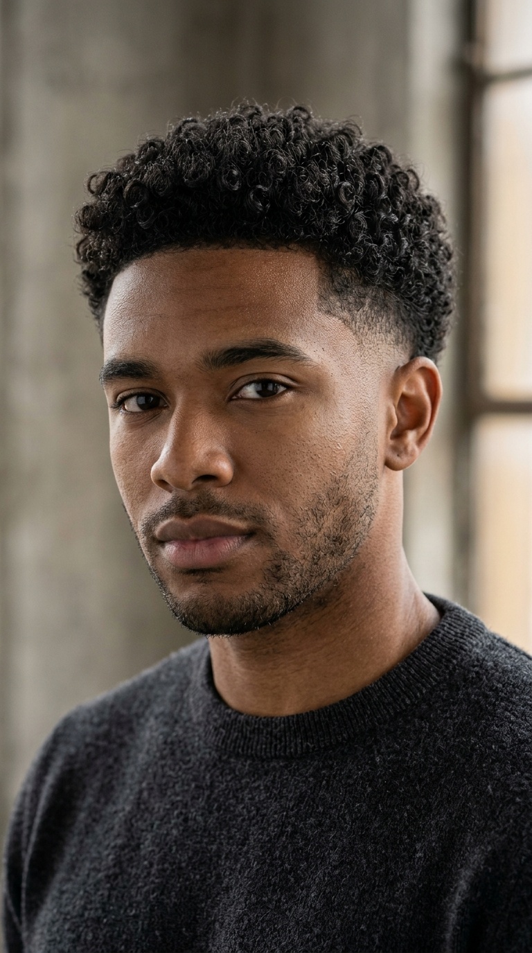 Burst Fade with Curly Top
