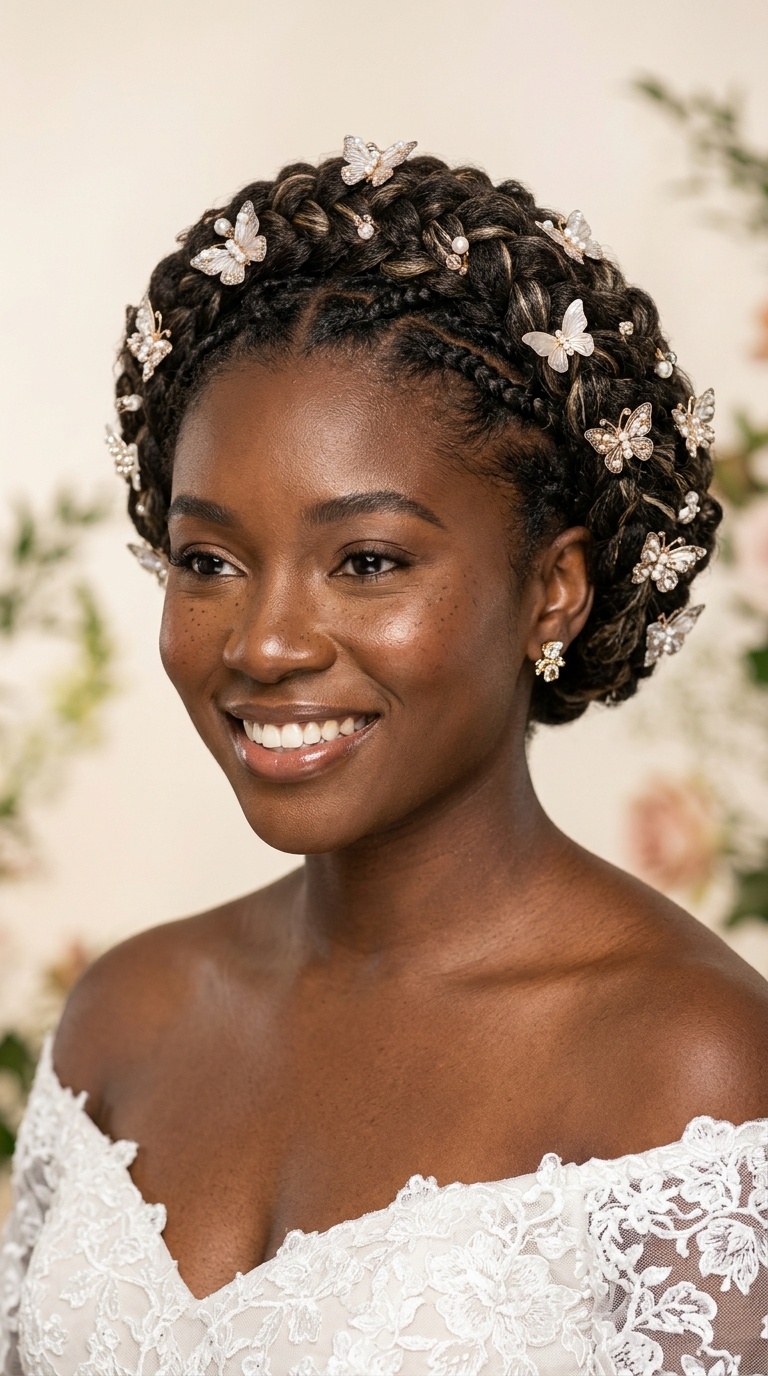 Butterfly Braid Crown with Butterfly Clips