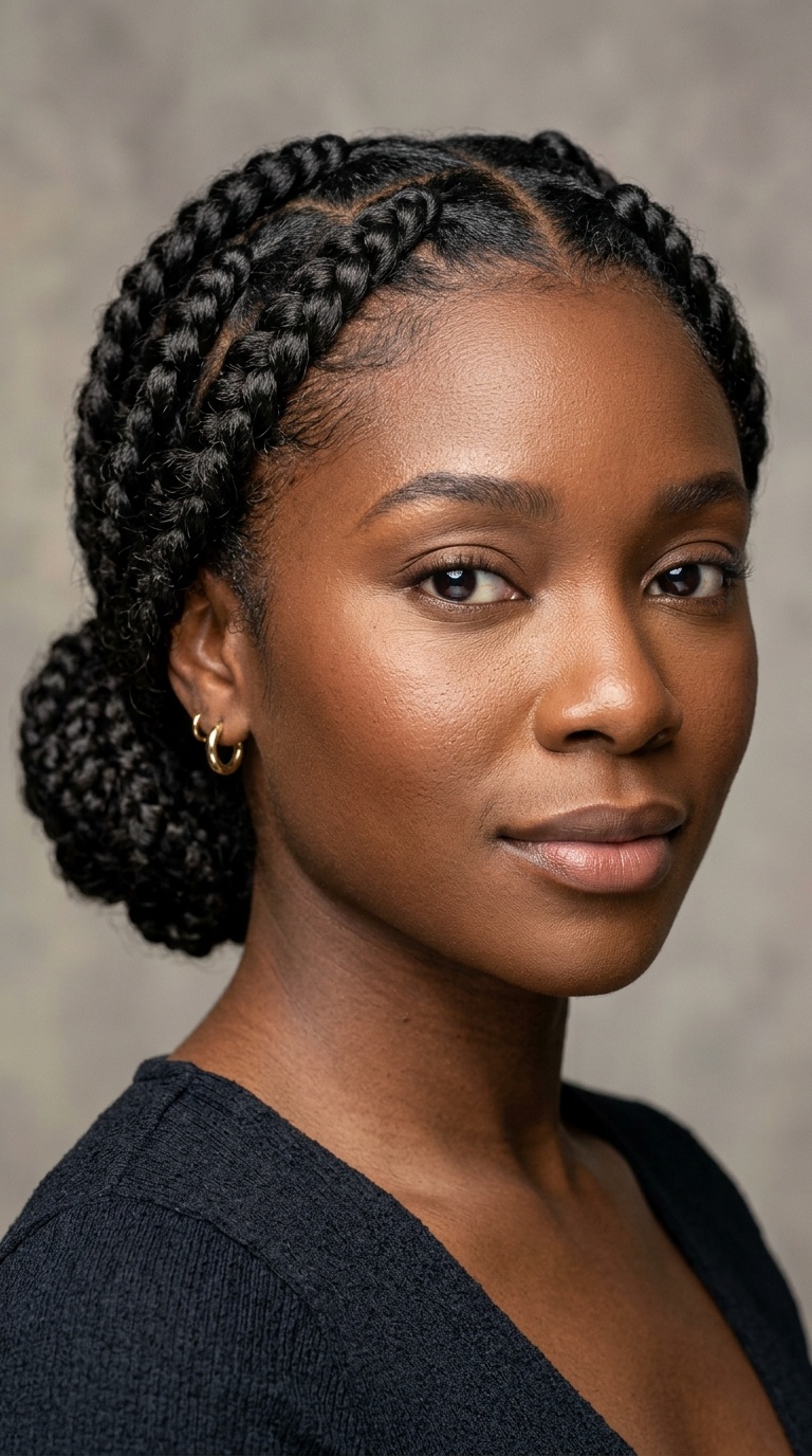 Butterfly Braids in a Low Bun
