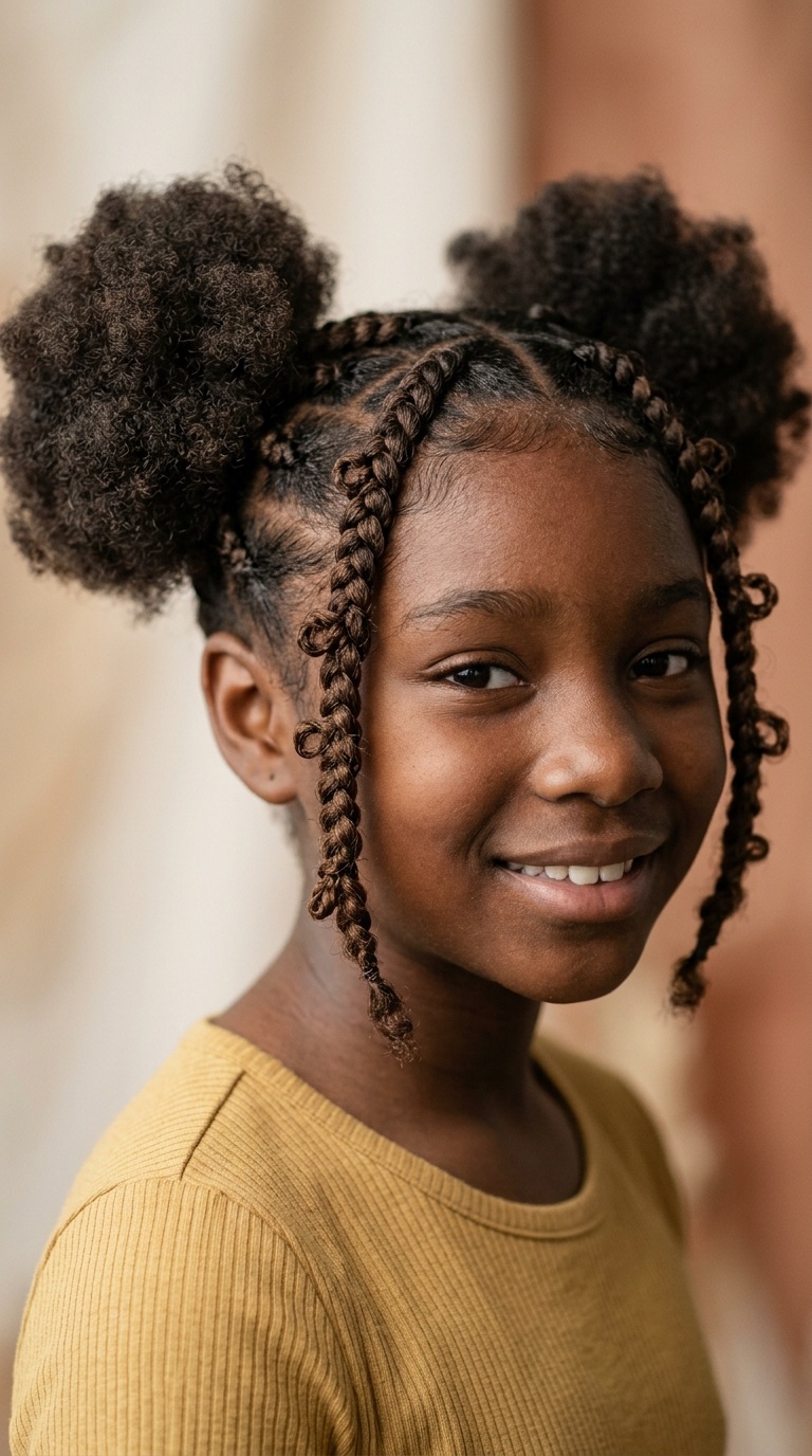Butterfly Braids with Afro Puffs