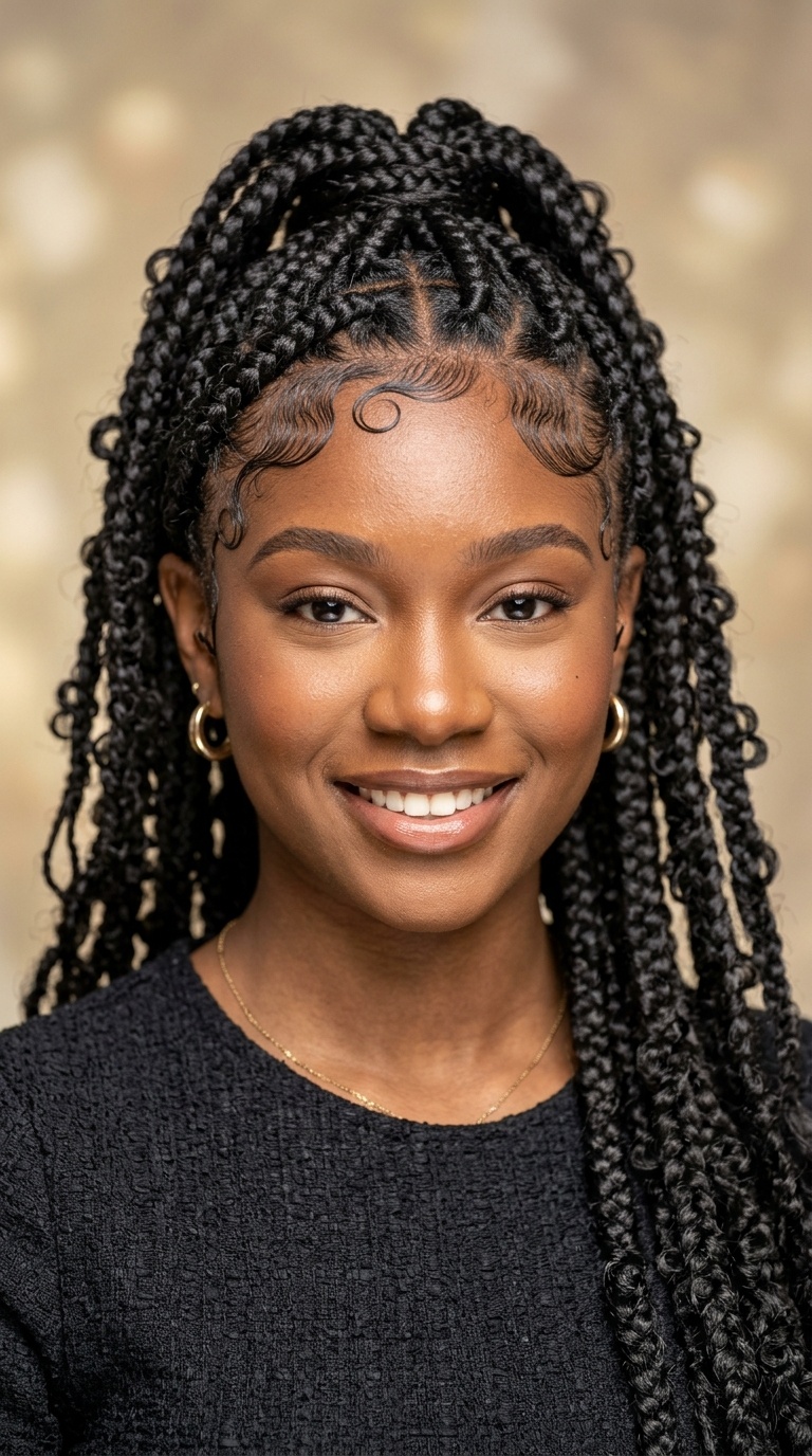 Butterfly Braids with Sculpted Baby Hairs