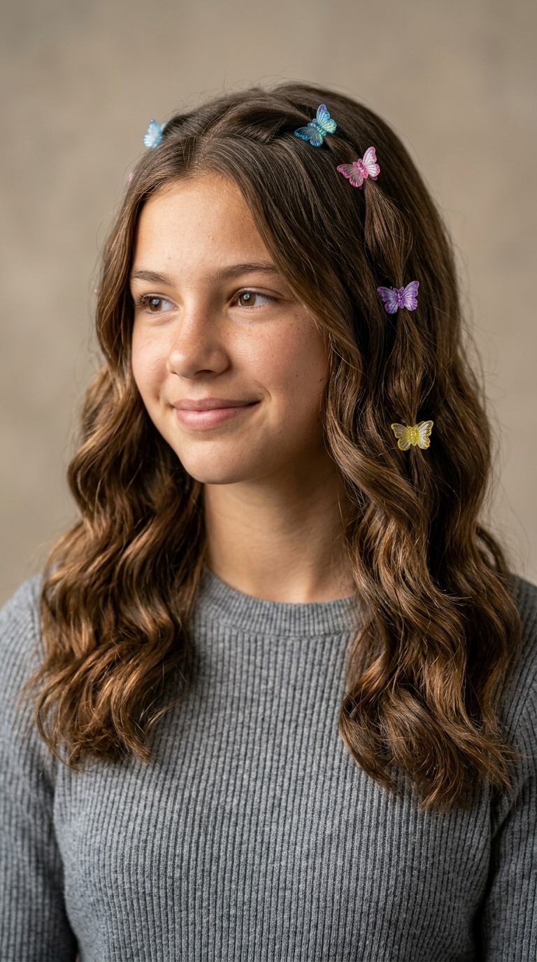 Butterfly Clip Accents on Loose Waves