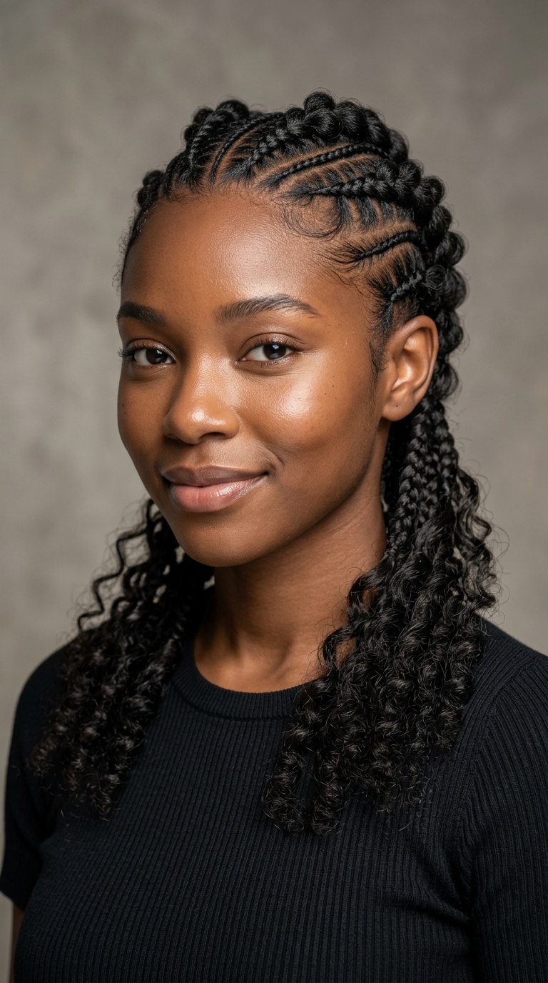 Butterfly Cornrows with Loose Ends