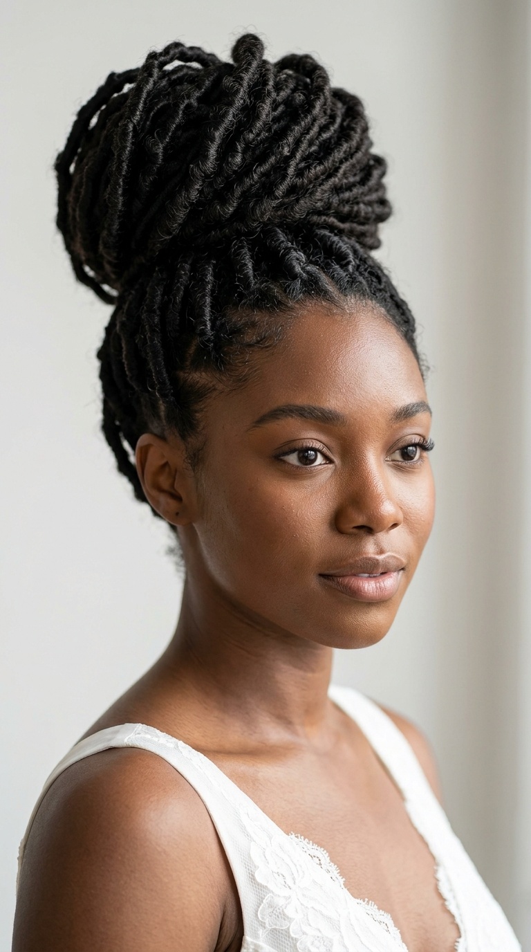 Butterfly Locs in a High Bun