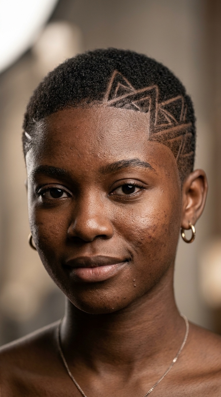 Buzz Cut with Geometric Designs