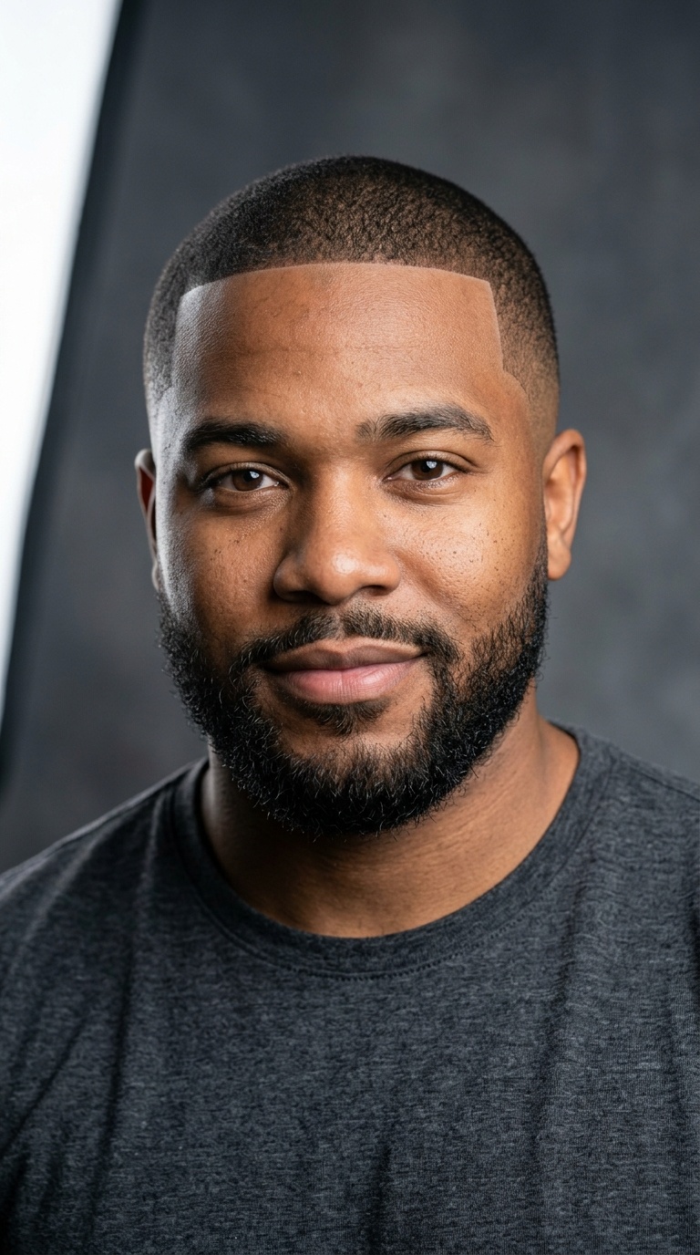 Buzz Cut with Line-Up and Beard
