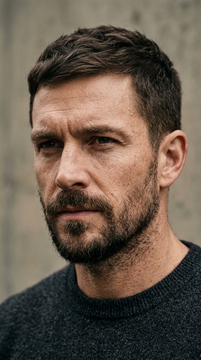 Caesar Cut + Goatee with Stubble