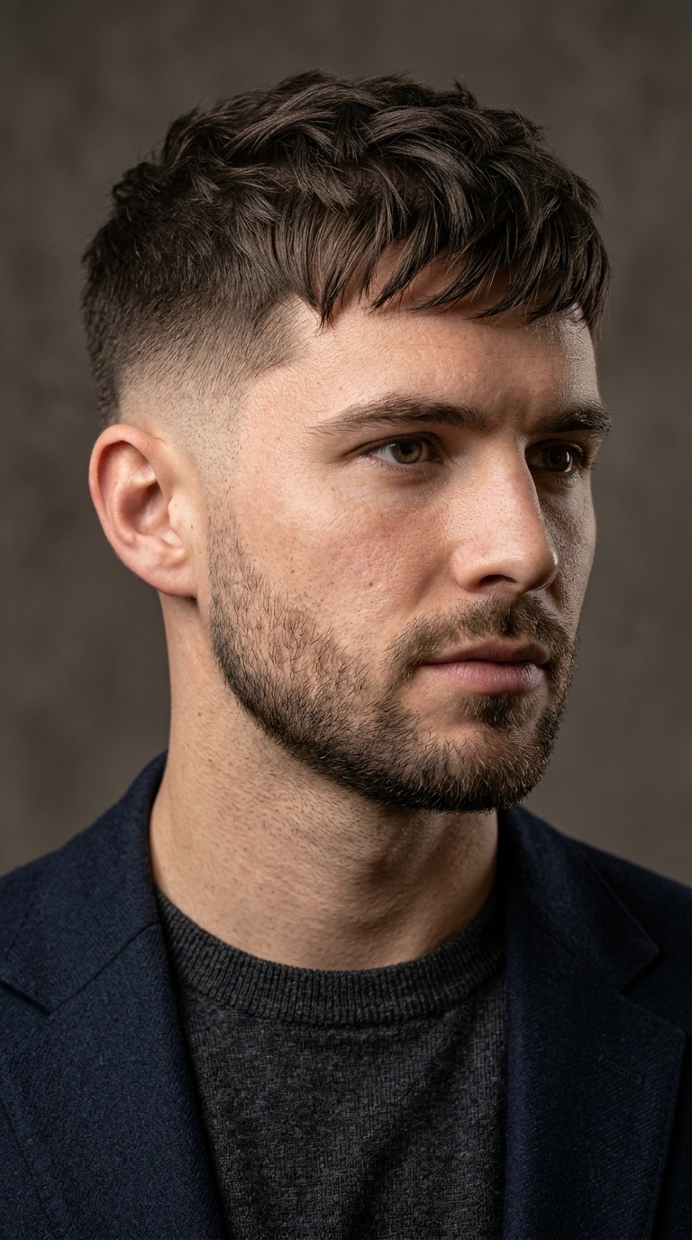 Caesar Cut with Drop Fade