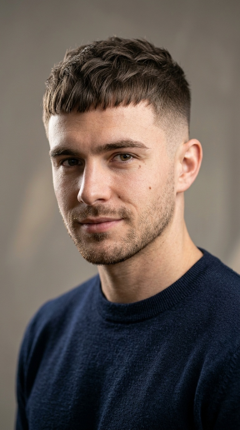 Caesar Cut with Mid Fade