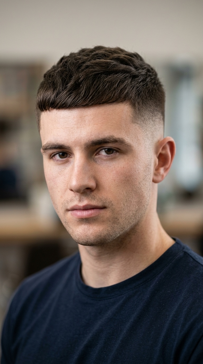 Caesar Cut with Mid Fade