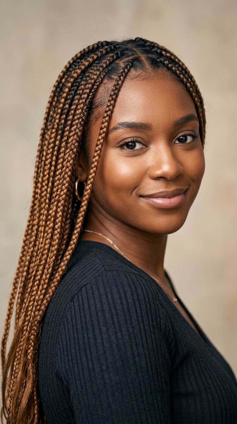 Caramel Balayage Knotless Braids