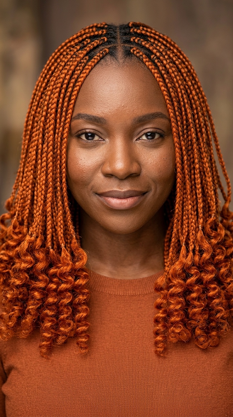 Carrot Micro Braids with Curly Ends