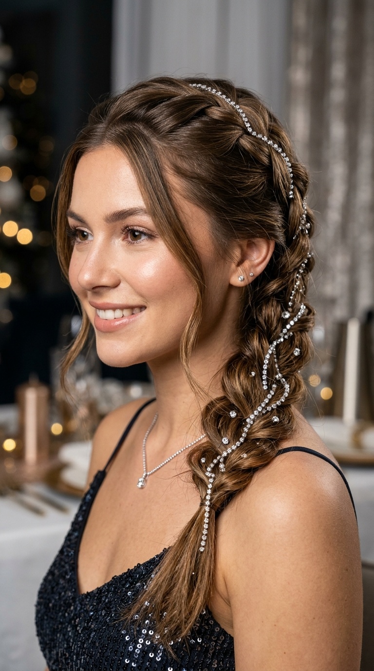 Cascading Crystal Ribbon Braid