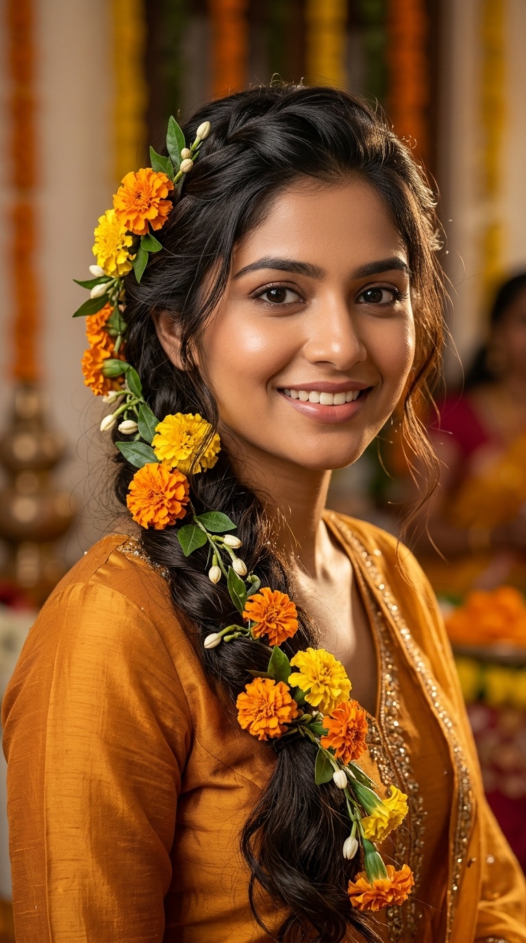 Cascading Marigold Hair Vine