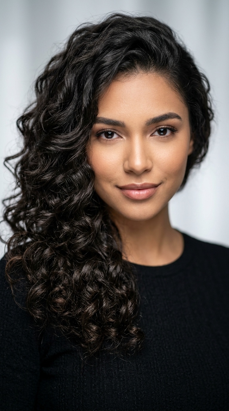 Cascading Side-Swept Curls