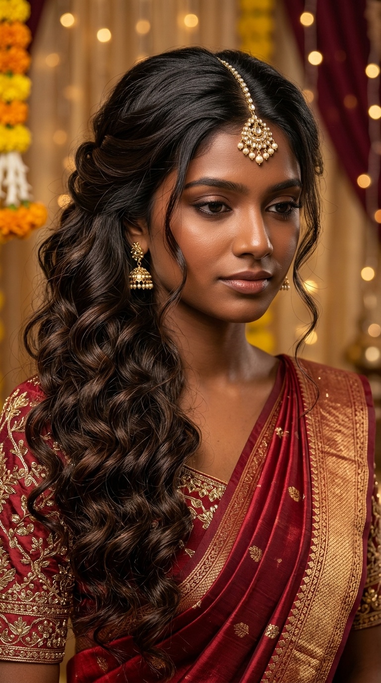 Cascading Side-Swept Curls