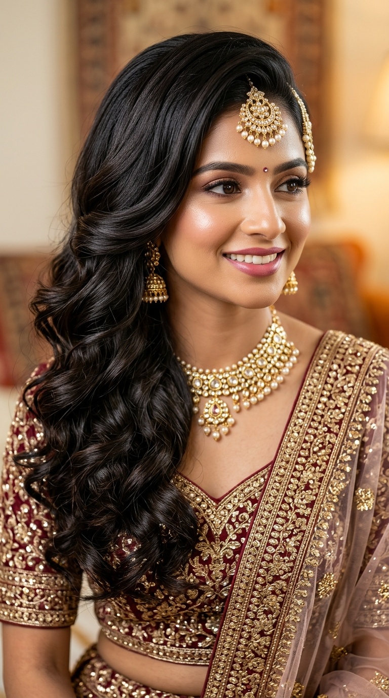 Cascading Side-Swept Curls