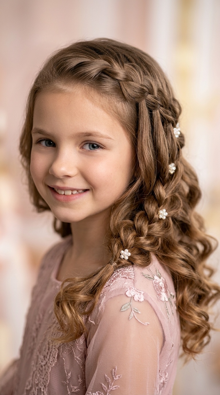 Cascading Waterfall Braid with Loose Curls