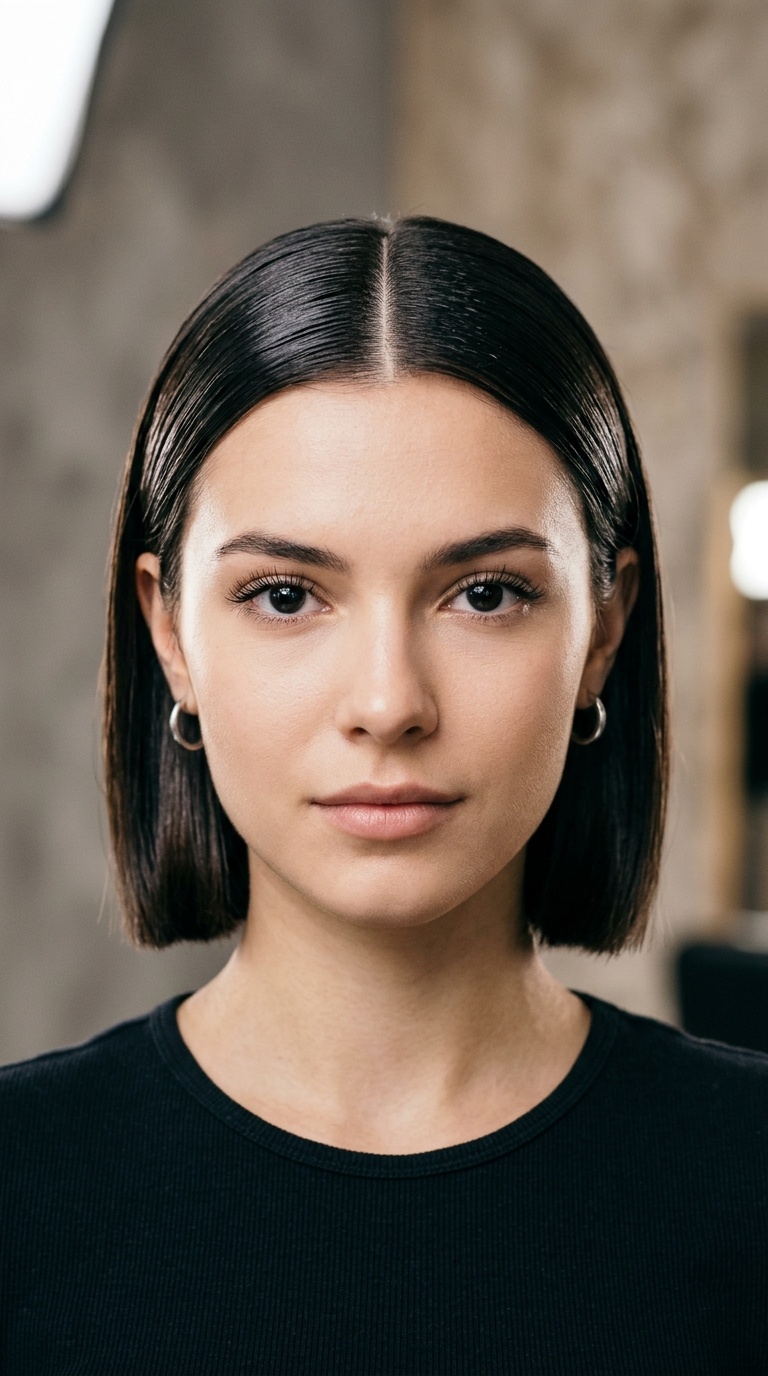 Center-Parted Glass Hair Bob