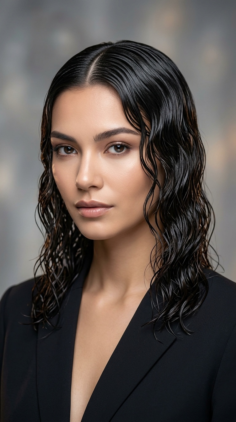 Center Parted Slicked Waves