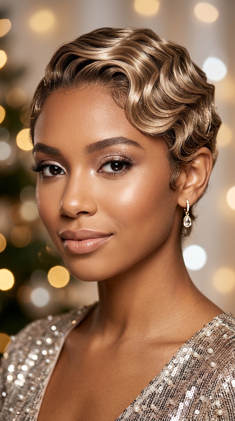 Champagne Shimmer Finger Waves