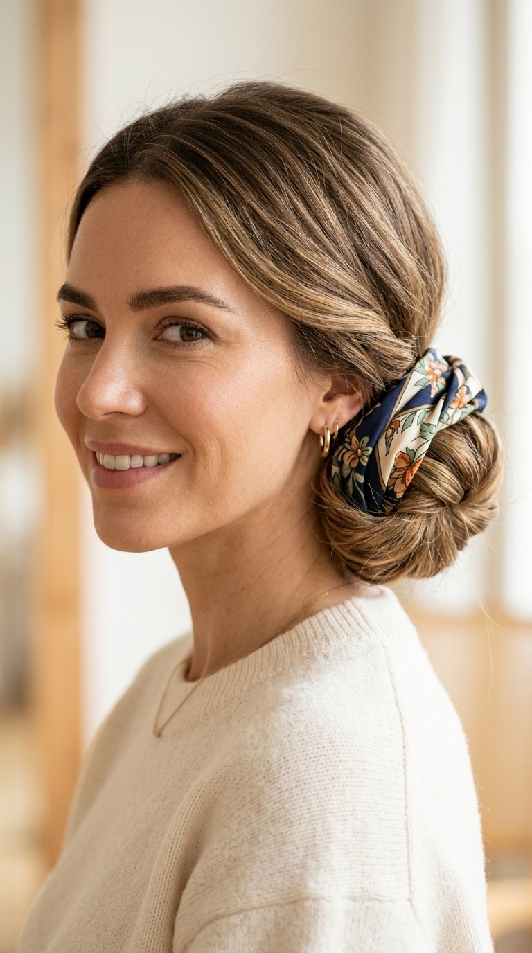 Chignon with a Scarf