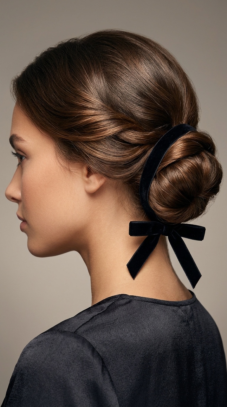 Chignon with a Velvet Ribbon